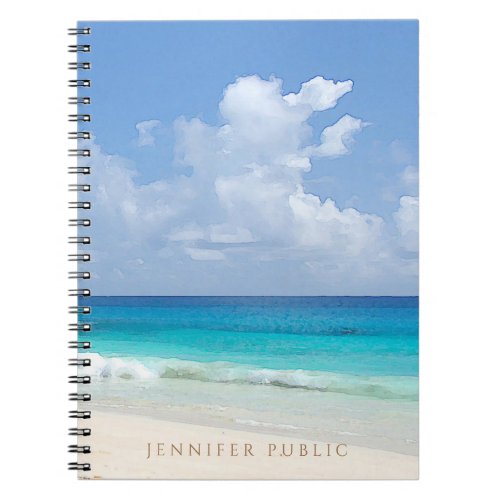 Watercolor Nature Seascape Waves Elegant Template Notebook