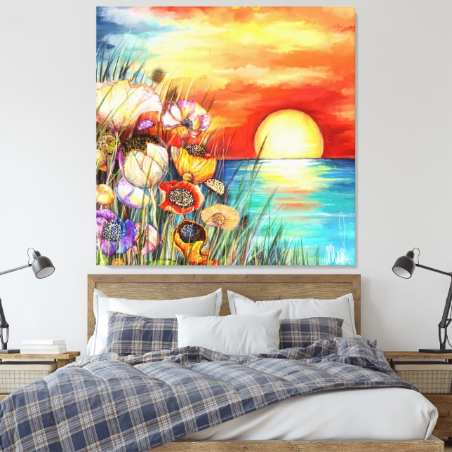 Watercolor Nature Sunrise Canvas Print (Insitu(Bedroom))