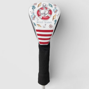 Watercolor Nautical Anchor Boat Name Golf Head Cover