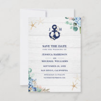 Watercolor Nautical Anchor Floral Rustic Beach Save The Date