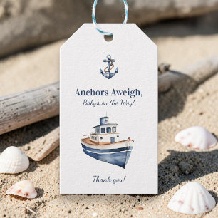Watercolor Nautical Baby Shower Boat Anchor favor Gift Tags