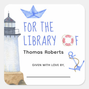 Watercolor nautical - baby shower bookplate