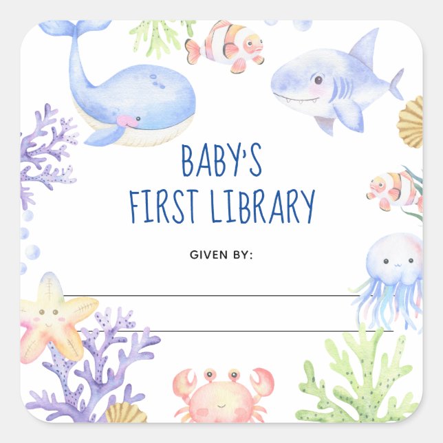 Watercolor nautical - baby shower bookplate (Front)