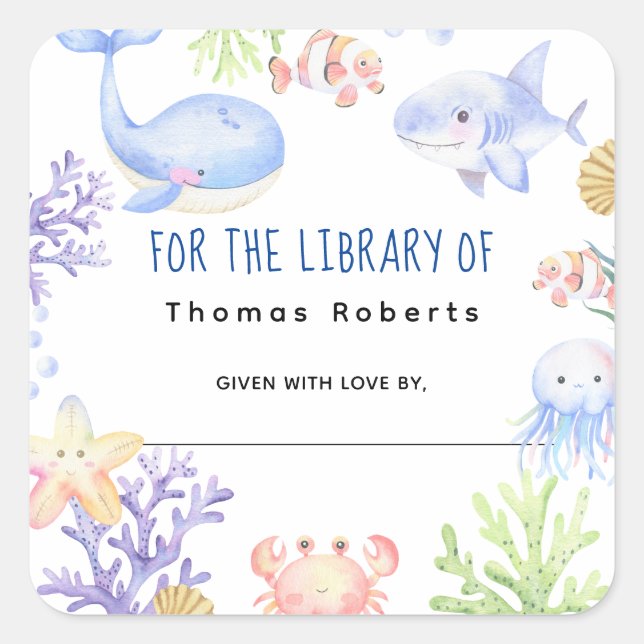 Watercolor nautical - baby shower bookplate (Front)