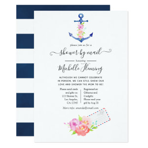 Watercolor Nautical Baby Shower by Mail Invitation