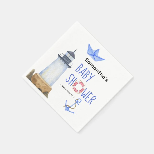 Watercolor nautical - baby shower napkins (Corner)