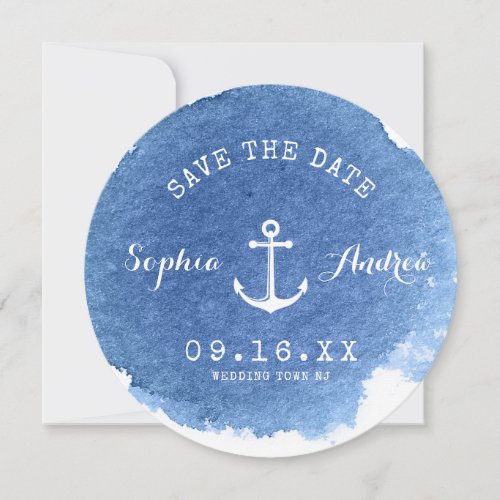 Watercolor nautical beach wedding save the date