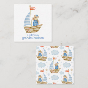 Watercolor Nautical Bear Sailboat Gift Enclosure Note Card