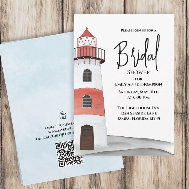 Watercolor Nautical Bridal Shower Sea QR Code Invitation (Creator Uploaded)