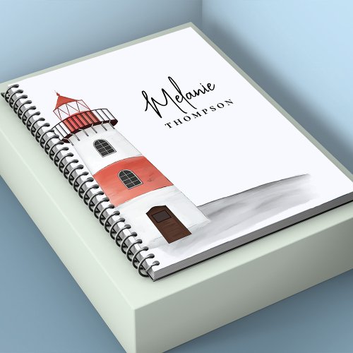 Watercolor Nautical Coastal Simple Lighthouse  Notebook