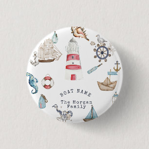 Watercolor Nautical Elements Sailor Button