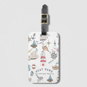 Watercolor Nautical Elements Sailor Luggage Tag