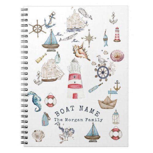 Watercolor Nautical Elements Sailor Notebook