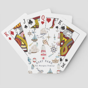 Watercolor Nautical Elements Sailor Poker Cards
