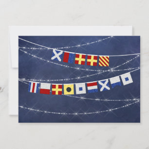 Watercolor Nautical Flag Merry Christmas Maritime Holiday Card