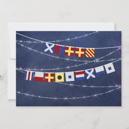 Watercolor Nautical Flag Merry Christmas Maritime Holiday Card