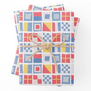 Watercolor Nautical Flags Maritime Sailing Shower Wrapping Paper Sheets