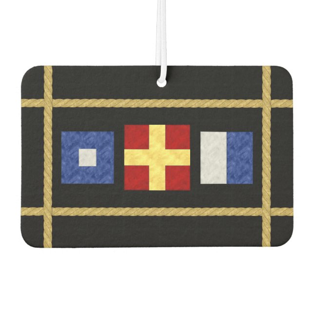 Watercolor Nautical Maritime Signal Flag Monogram Air Freshener (Front)