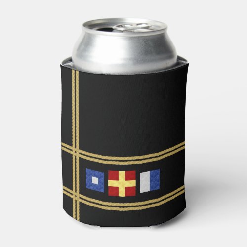 Watercolor Nautical Maritime Signal Flag Monogram Can Cooler