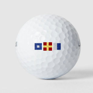 Watercolor Nautical Maritime Signal Flag Monogram Golf Balls
