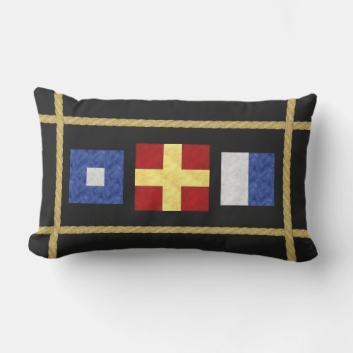 Watercolor Nautical Maritime Signal Flag Monogram Outdoor Pillow