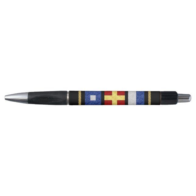 Watercolor Nautical Maritime Signal Flag Monogram Pen (Front)