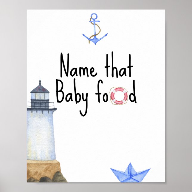 Watercolor nautical - Name that baby food Poster (Front)
