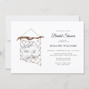 Watercolor Nautical Net Bridal Shower Invitation