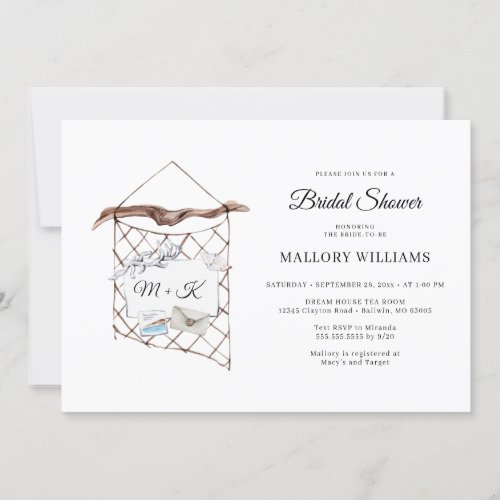 Watercolor Nautical Net Bridal Shower Invitation