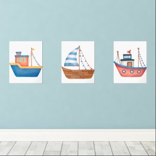 Watercolor Nautical Ocean  Wall Art Sets