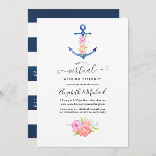 Watercolor Nautical Online Virtual Wedding Invitation