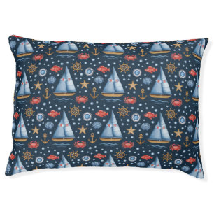 Watercolor Nautical pattern Pet Bed