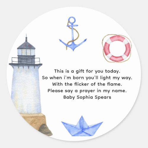 Watercolor nautical _ prayer candle label