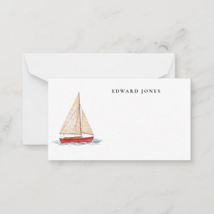 Watercolor Nautical Red Boat Little Note Card