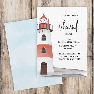 Watercolor Nautical Rehearsal Dinner QR Code  Invitation