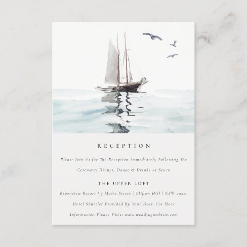 Watercolor Nautical Sail Yacht Wedding Reception Enclosure Card