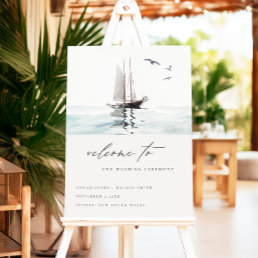 Watercolor Nautical Sail Yacht Wedding Welcome Foam Board