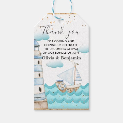 Watercolor Nautical Sailboats Baby Shower Gift Tags