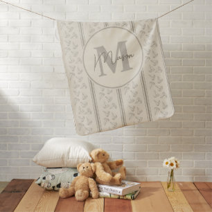 Watercolor Nautical Sailing Boat Stripe Monogram Baby Blanket