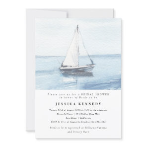 Watercolor Nautical Sailing Bridal Shower  Invitation