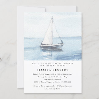 Watercolor Nautical Sailing Bridal Shower Invitation