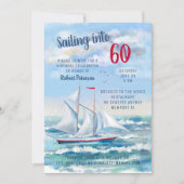 Watercolor Nautical Sailing Yacht 60th Birthday Invitation (Front)