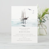Watercolor Nautical Sailing Yacht Baby Shower Invitation (Standing Front)