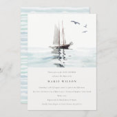Watercolor Nautical Sailing Yacht Baby Shower Invitation (Front/Back)