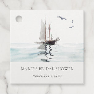 Watercolor Nautical Sailing Yacht Bridal Shower Favor Tags