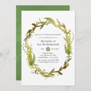 Watercolor Nautical Seaweed Bridesmaids Luncheon Invitation
