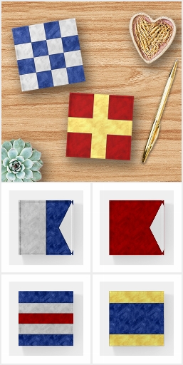 Watercolor Nautical Signal Flag Paperweights