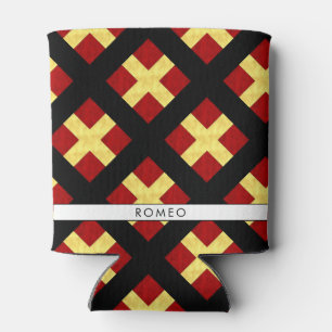 Watercolor Nautical Signal Maritime Flag Can Cooler