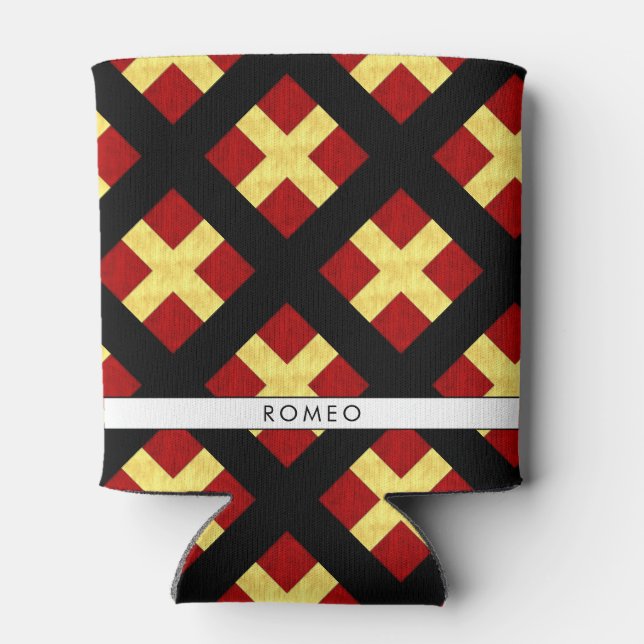 Watercolor Nautical Signal Maritime Flag Can Cooler (Back)