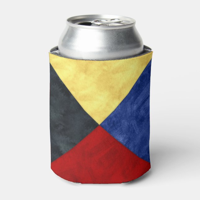 Watercolor Nautical Signal Maritime Flag Can Cooler (Can Front)
